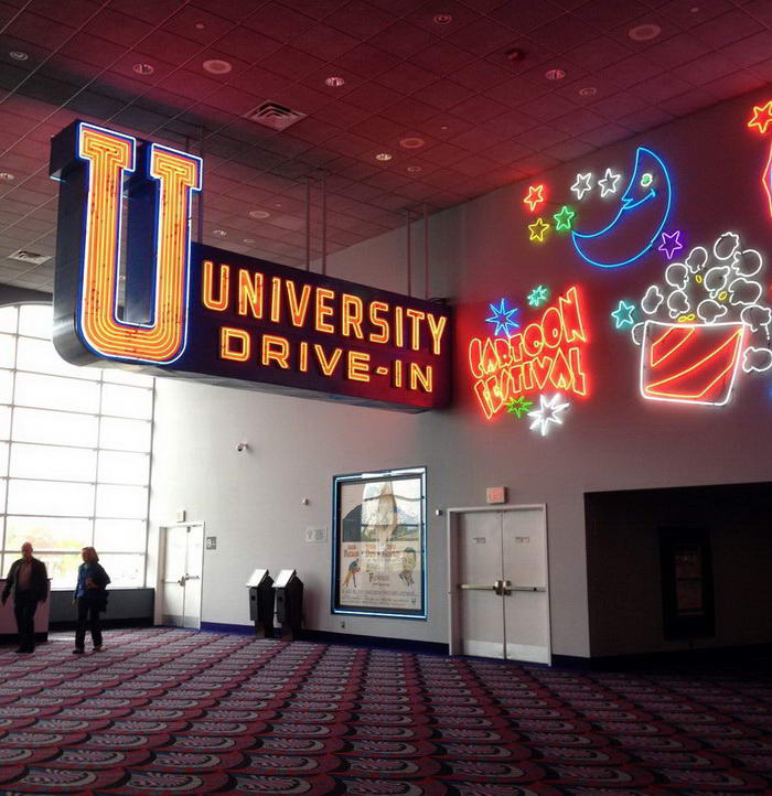 University Drive-In Theatre - NEON SIGN NOW AT INDOOR THEATER LOBBY